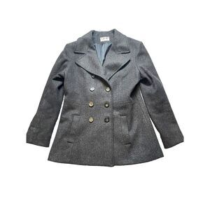 Mario De Pinto Pea Coat Womens Extra Large Gray Double Breasted Wool Nylon USA